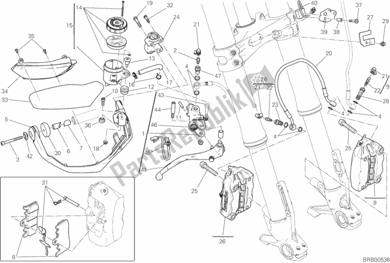 All parts for the Front Brake System of the Ducati Multistrada 1200 Enduro Touring Brasil 2017